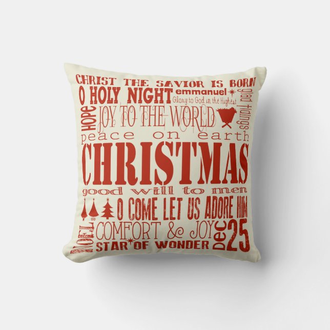 Merry Christmas Subway Art Pillow (Front)