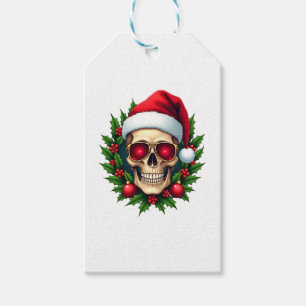 Merry Christmas Sugar Skull Santa Hat Family Xmas  Gift Tags