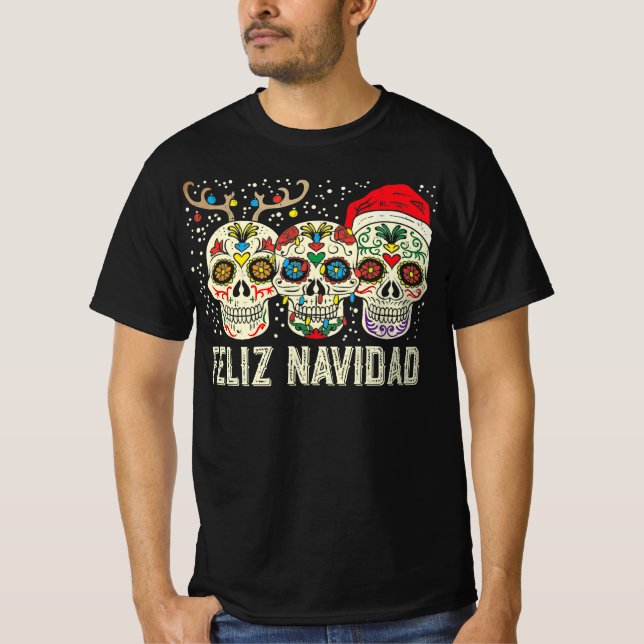 Merry Christmas Sugar Skulls T-Shirt (Front)