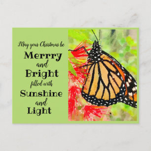 Merry Christmas Sunshine Monarch Butterfly Postcard