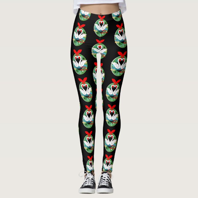 merry christmas swans leggings (Front)