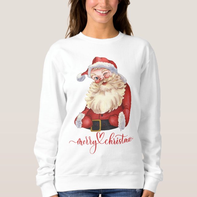 Merry Christmas Sweatshirt With Santa Claus (Front)