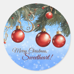 Merry Christmas, Sweetheart! Customizable Classic Round Sticker