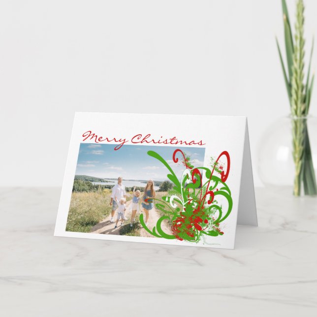 Merry Christmas Swirly Paint Splat - Customised Holiday Card (Front)