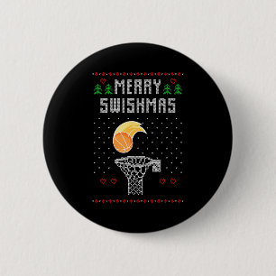 Merry Christmas Swishmas Basketball Xmas Gift Ugly 6 Cm Round Badge