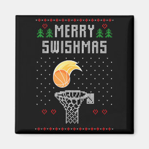 Merry Christmas Swishmas Basketball Xmas Gift Ugly Magnet