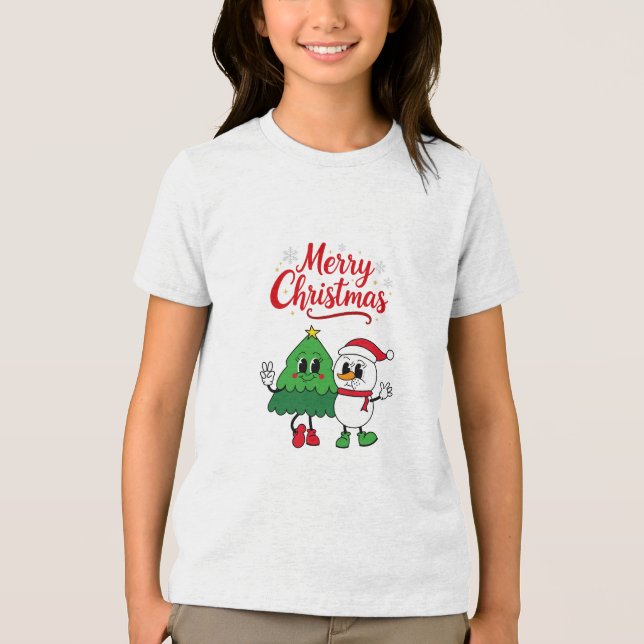 Merry Christmas t-shirt for kids new year  Tri-Blend Shirt (Front)