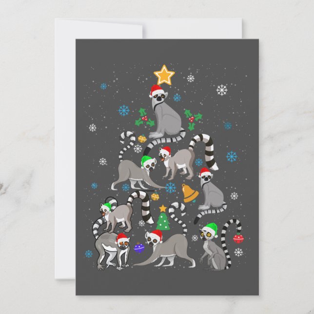 Merry Christmas T-shirt Lemur Christmas Tree Xmas  Holiday Card (Front)