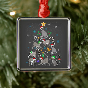 Merry Christmas T-shirt Lemur Christmas Tree Xmas Metal Tree Decoration