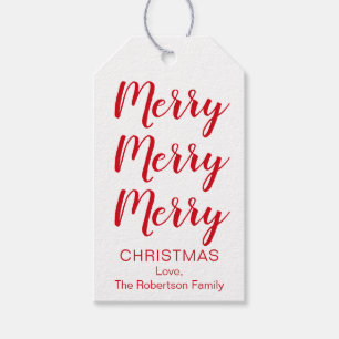 Merry Christmas Tags in Red or Your Colour Choice
