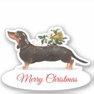 Merry Christmas Tan Dachshund Custom-Cut Vinyl