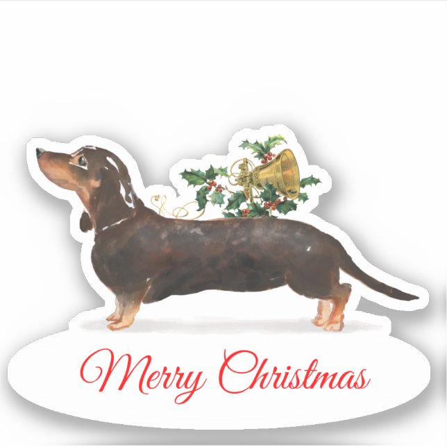 Merry Christmas Tan Dachshund Custom-Cut Vinyl (Front)