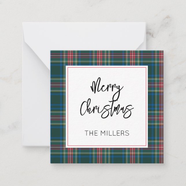 Merry Christmas Tartan Plaid Classic Preppy Gift Card (Front)