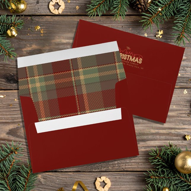 Merry Christmas Tartan Red ID1141A Envelope (Creator Uploaded)