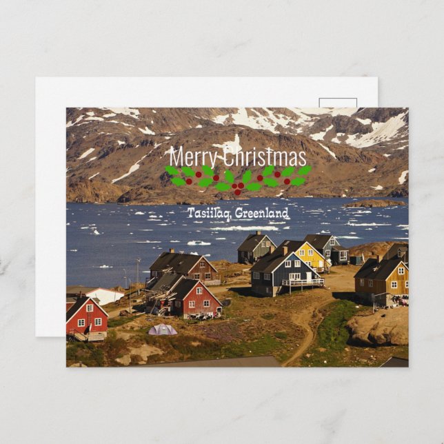 Merry Christmas, Tasiilaq, Greenland Holiday Postcard (Front/Back)