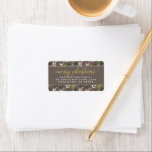 Merry Christmas Taupe Gold Elegant Script Address Label<br><div class="desc">"Merry Christmas" holiday return address labels feature a watercolor floral pattern of holiday greenery leaves and berries design with modern elegant gold script greeting text and classic return address text that can be personalised with your family name and home address. Includes a dark neutral warm taupe grey background colour.</div>
