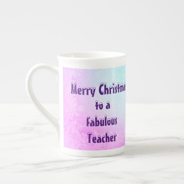 Merry Christmas Teacher Gift Bone China Mug (Left)