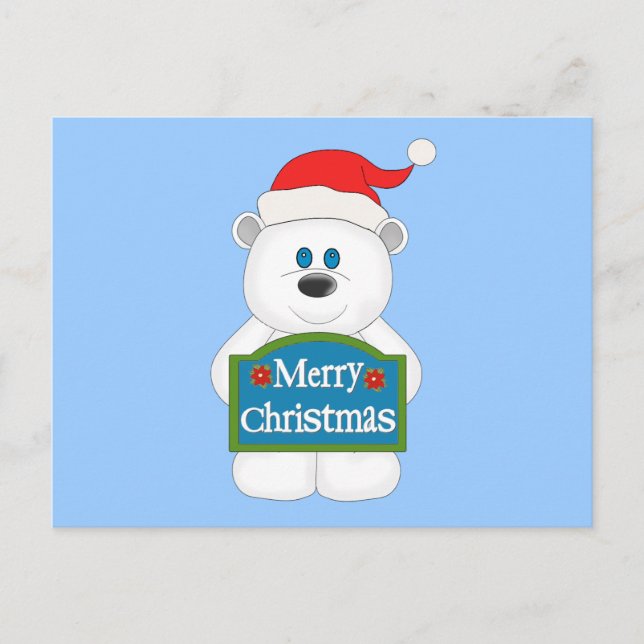 Merry Christmas Teddy Bear Cartoon Holiday Postcard (Front)