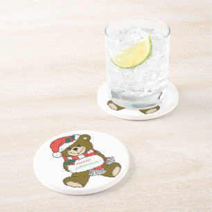 "MERRY CHRISTMAS" TEDDY BEAR COASTER