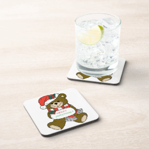 "MERRY CHRISTMAS" TEDDY BEAR COASTER