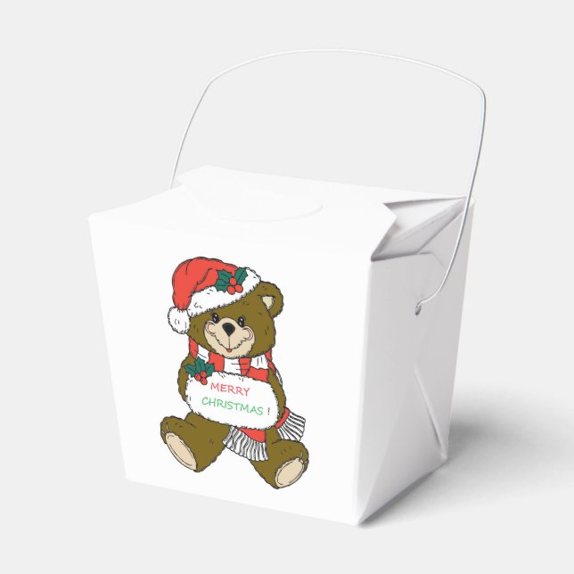 "MERRY CHRISTMAS" TEDDY BEAR FAVOUR BOX (Front Side)