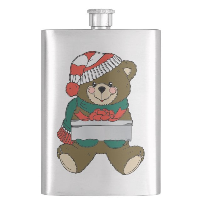 "MERRY CHRISTMAS" TEDDY BEAR HIP FLASK (Front)