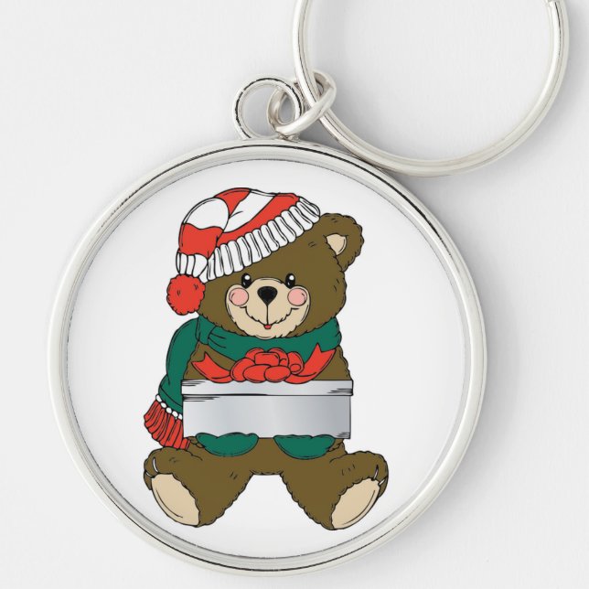 "MERRY CHRISTMAS" TEDDY BEAR KEY RING (Front)