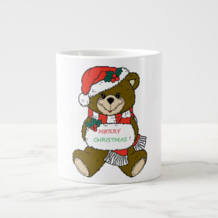 "MERRY CHRISTMAS" TEDDY BEAR LARGE COFFEE MUG