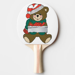 "MERRY CHRISTMAS" TEDDY BEAR PING PONG PADDLE