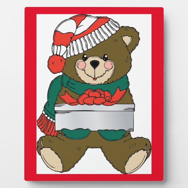 "MERRY CHRISTMAS" TEDDY BEAR PLAQUE (Front)