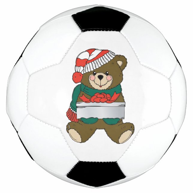 "MERRY CHRISTMAS" TEDDY BEAR SOCCER BALL (Front)