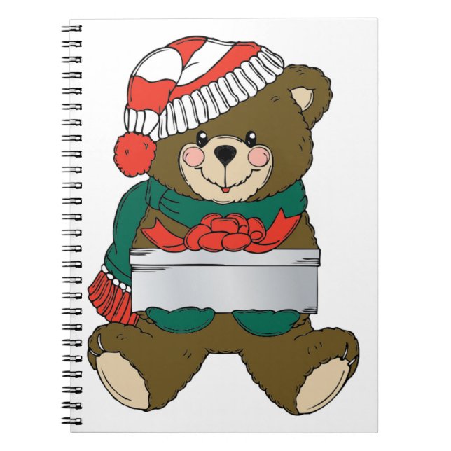 "MERRY CHRISTMAS" TEDDY BEAR SPIRAL NOTEBOOK (Front)