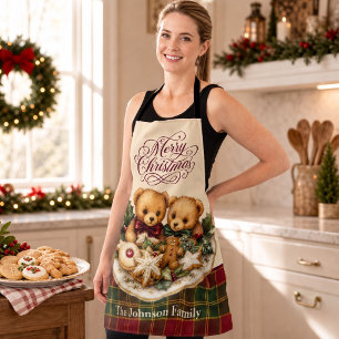 Merry Christmas Teddy Bears Festive Baking Apron