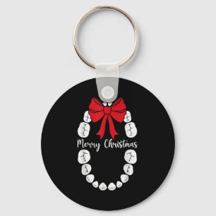 Merry Christmas Teeth Wreath Dental Christmas Shir Key Ring