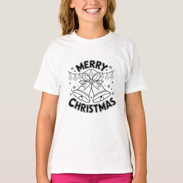Merry Christmas Tekst Design - Klassieke Kerst T-Shirt (Front)