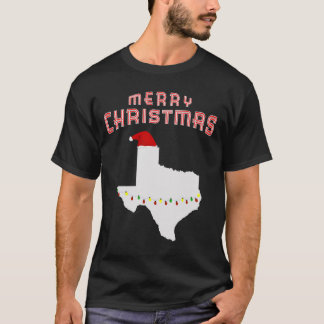 Merry Christmas Texas With Santa Hat Pajama Gift T-Shirt