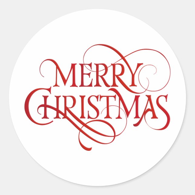 Merry Christmas Text Classic Round Sticker (Front)