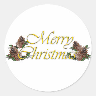 Merry Christmas Text Design Classic Round Sticker