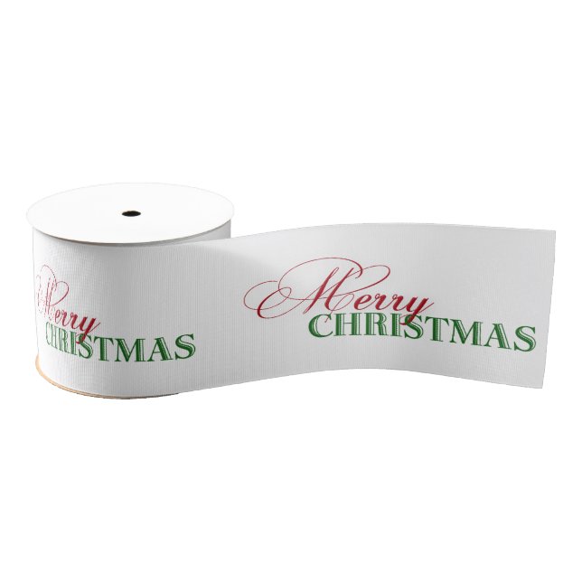 Merry Christmas Text Gift Ribbon Grosgrain Ribbon (Spool)