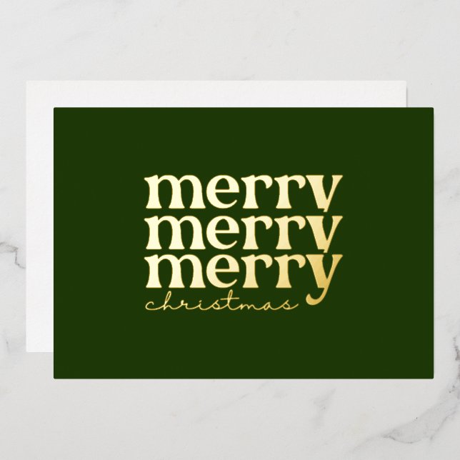 Merry Christmas Text Greeting on Green (Front/Back)