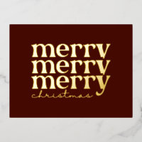 Merry Christmas Text Greeting on Red Gold