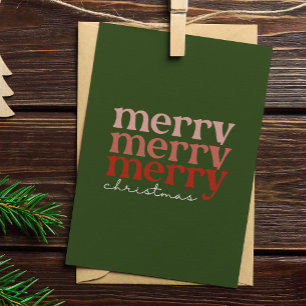 Merry Christmas Text Greeting Red and Green Holiday Card