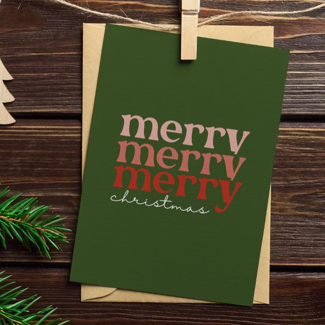 Merry Christmas Text Greeting Red and Green Holiday Card (Creator Uploaded)
