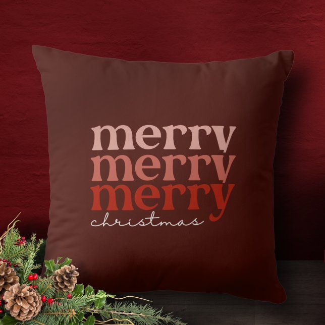 Merry Christmas Text Greeting Red and White Cushion (Creator Uploaded)
