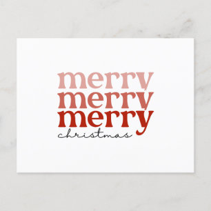Merry Christmas Text Greeting Red and White Holiday Postcard