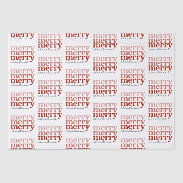 Merry Christmas Text Greeting Red and White Tissue Paper (Front)