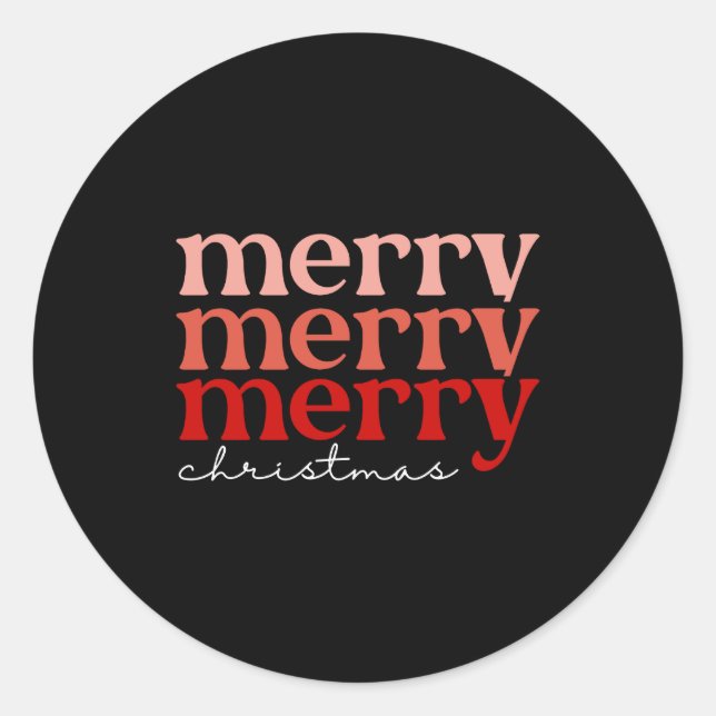 Merry Christmas Text Greeting Red Green Girl  Classic Round Sticker (Front)