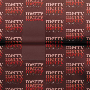 Merry Christmas Text Greeting Red Pattern Tissue Paper