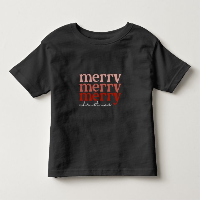 Merry Christmas Text Greeting Red Toddler T-Shirt (Front)