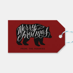 Merry Christmas text in Bear Gift Tags